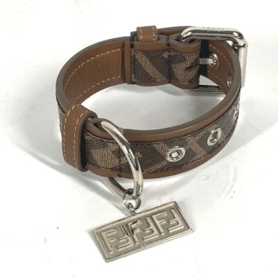 FENDI 8AC016 zucca dog collar dog pet Accessories Dogs Collar Leather Brown - Image 1 of 4