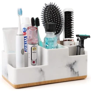 Toothbrush Holder For Bathroom Bathroom Organizer Countertop Rectangle 6 Slots E - Picture 1 of 8