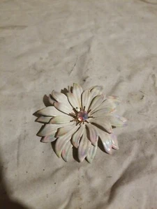 Spilla vintage fiore bianco diamante spilla gioielli antichi bellissima rara - Foto 1 di 4
