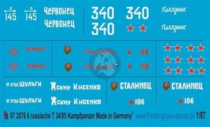 Marcas de tanque Peddinghaus 1/87 (HO) soviético ruso T-34/85 Segunda Guerra Mundial (6 tanques) 2876 - Imagen 1 de 1