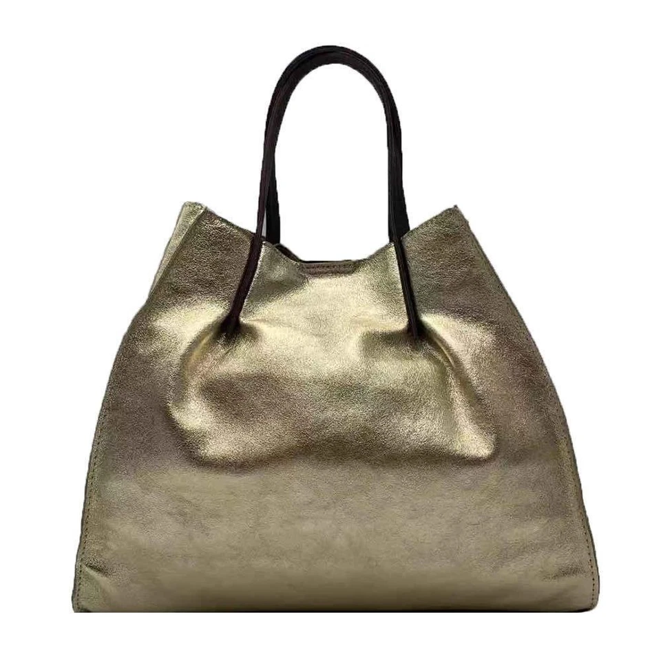 FRASIBAGS Borsa Shopper in Pelle Metallizzata Made in Italy