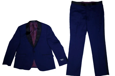 Penguin Munsingwear Hombres Lana Azul Negro Chal Solapa 1 Botón Esmoquin 46S 39W Foto 1 de 4