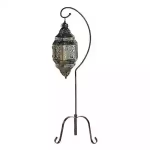 Moroccan Iron Candle Lantern with Stand Lamp Centerpiece Terrace Home Decor - Picture 1 of 2