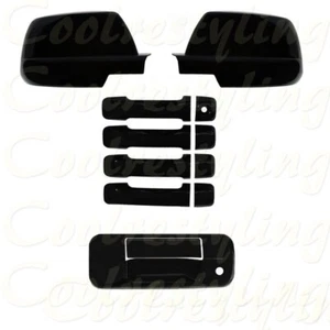 FOR 2007-12 13 TOYOTA TUNDRA CREWMAX BLACK COVER MIRROR+HANDLE+Tailgate W/O CAM - Picture 1 of 1