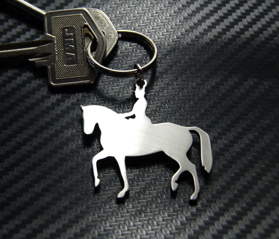 DRESSAGE HORSE Pony Riding Equestrian Keyring Keychain Key Stainless Steel Gift - Image 1 of 1