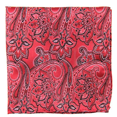 Nuevo Hombre Poliéster Tejido Bolsillo Cuadrado Hankie Solo Rojo Paisley Boda Formal Foto 1 de 2