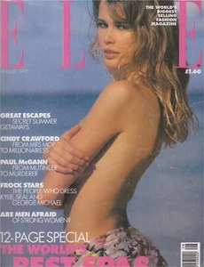 1992 British UK Elle Fashion Magazine Claudia Schiffer Cindy Crawford 1990s - Picture 1 of 11