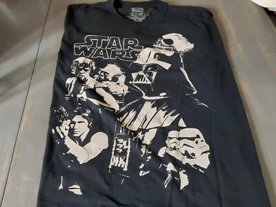 Camiseta Negra Star Wars Classic Group Darth Vadar Han Solo Película Espacial Talla 3XLT Foto 1 de 4