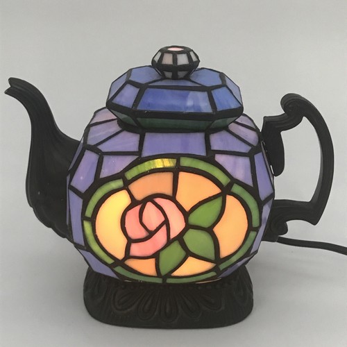Tiffany Style Stained Glass Teapot Table Lamp by Cheyenne Tea Party