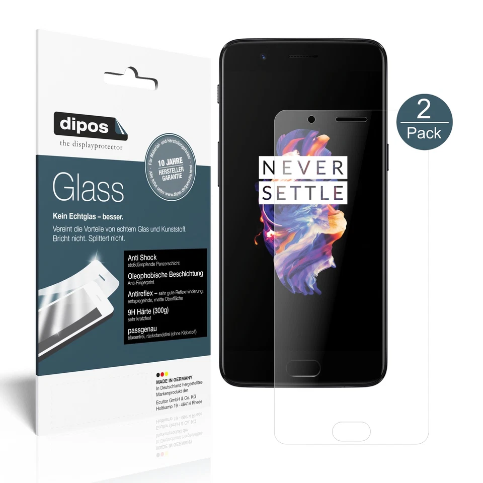 2x Pellicola per OnePlus 5 Protettiva Protezione opaco Vetro Flessibile 9H dipos - Immagine 1 di 4
