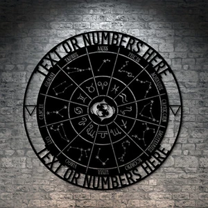 Rueda del zodiaco de Piscis personalizada signo de metal regalo. Decoración de pared astrología personalizada - Imagen 1 de 5