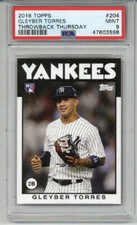 2018 TOPPS THROWBACK THURSDAY #204 GLEYBER TORRES ROOKIE RC CARD YANKEES PSA 9