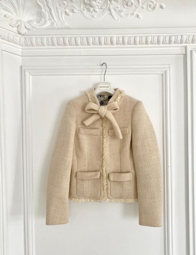 Giacca Balenciaga di Nicolas Ghesquière Avorio Bianco Beige Su misura 38 Nuova con etichette