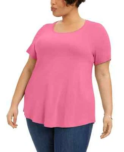 JM Collection Women's Plus Size Short-Sleeve 95% Rayon T-Shirt Top, Pink, 3X - Picture 1 of 1