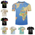 Mapa świata harajuku Damski Męski Rekreacyjny Nadruk 3D T-shirt Krótki rękaw Koszulka Top