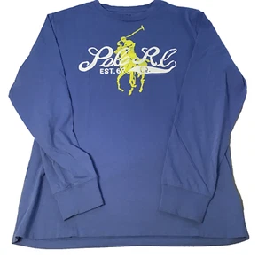 Polo Ralph Lauren Shirt Size XL (18-20) Youth Blue Long Sleeve Crew Neck  - Picture 1 of 7