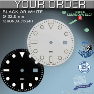 DIAL FOR MOVEMENT RONDA 515.24H, DIVER, Ø 34.35 mm, BLACK OR WHITE - Picture 1 of 4