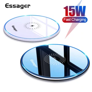 Essager 15W 10W Qi Fast Wireless Charging Pad LED for iPhone, Samsung Galaxy - Picture 1 of 18