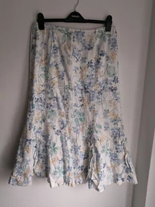 Falda midi larga de algodón floral azul pastel talla 12 Per Una Speziale | Cottagecore - Imagen 1 de 16