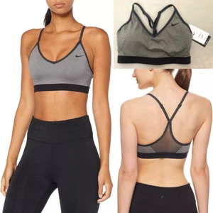 NEW Nike Pro Women's Indy Light Support Sports Training Bra 878614-091 GREY MED - Picture 1 of 12