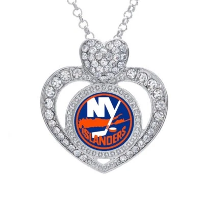 New York Islanders Womens CZ Pendant And 925 Sterling Silver Necklace D21 - Image 1 of 4