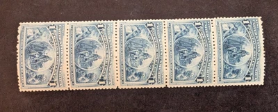 US Scott #230 1c COLUMBUS IN SIGHT OF LAND 1893 Strip of 5 OG Light HR Unused - Image 1 of 4