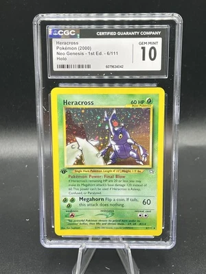 2000 Neo Genesis 1st Edition Heracross 6/111 Holo CGC 10 Gem Mint Pokémon TCG - Image 1 of 2
