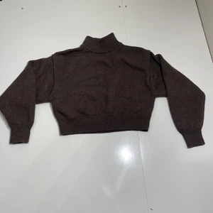 Suéter Aritzia Wilfred Free 100% Lana Merino Cuello Alto Recortado Marrón Talla S - Imagen 1 de 13