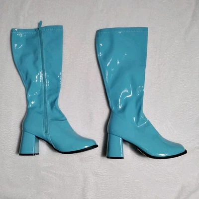 Botas Gogo azules cremallera lateral media pantorrilla para mujer talla 9 Foto 1 de 4