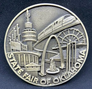 80th State Fair of Oklahoma 1986 Bronze 2 3/4" Medallion Country Charm - Picture 1 of 2