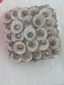 Vintage Artsy Brooch Sequins Square 1" Collar Scarf Lapel Pin - Picture 1 of 5