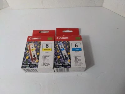 Genuine Canon 6 BCI-6Y BCI-6C Yellow & Cyan Ink Cartridge New Sealed Ink Refills - Image 1 of 4