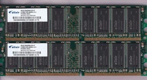 1GB 2x512MB PC3200 ELIXIR M2U51264DS8HC0G-5T DDR-400 DESKTOP RAM MEMORY KIT DDR1 - Picture 1 of 2