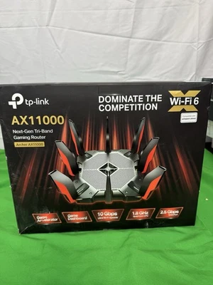 TP-LINK Archer AX11000 Tri-Band Wi-Fi 6 Gaming Router - Black/Red - Image 1 of 3