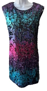 New Skies Are Blue Sleeveless Sequin Dress Multicolor XS Lined Pullover NWT WOW - Picture 1 of 11