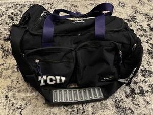 Nike TCU Texas Christian Team Issued Black Duffel Travel Bag Embroidery - Picture 1 of 9