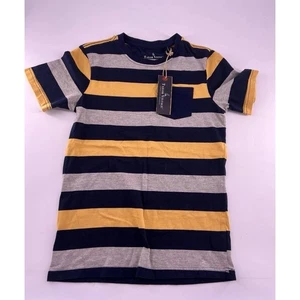 Tailor Vintage Polo Shirt Kids Boys Size 12 Blue Yellow Short Sleeve Rugby New - Picture 1 of 7