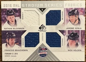 2016-17 SP GAME USED FABRIC MACKINNON/IGINLA/BEAUCHEMIN/HOLDEN QUAD JERSEY - Picture 1 of 2