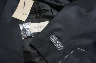 Burberry London Solid Black S150s Wool 2 Pc Suit Jacket Pants Sz 40R BRAND NEW - Image 1 of 4
