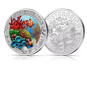 Österreich 3 Euro Leuchtende Meereswelten 2023 hgh STEINKORALLE - Bild 1 von 3