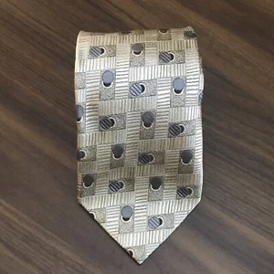 Ermenegildo Zegna Mens Platinum/Gray Geometric Neck Tie 100% Silk Made In Italy - Picture 1 of 7