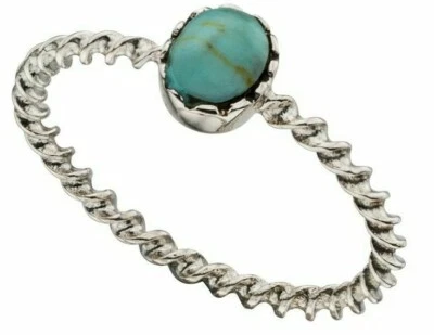 Sterlingsilber Gedreht Türkis Ehering 925 Gekennzeichnet Größe K - S - Bild 1 von 3