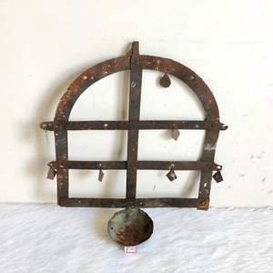 19c Antique Iron Handcrafted Carved Mughal Period Oil Lamp Hanging Deepak TI597 - Picture 1 of 9
