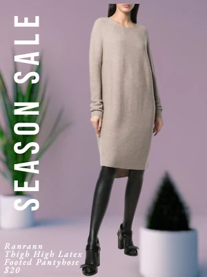 Pantimedias Ranrann hasta el muslo (mezcla de spandex/látex), negras, talla única nuevas con etiquetas Foto 1 de 3