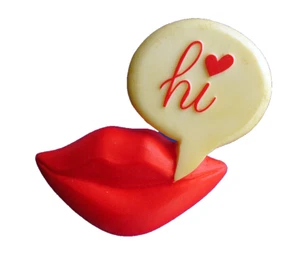 Broche Hallmark PIN San Valentín Vintage LABIOS ROJO HI Caption 1981 COMO ESTÁ* - Imagen 1 de 2