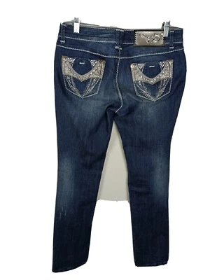 Virgin Only Wms Sz 30 Med Wash Embellished Denim Stretch Jeans S73 - Image 1 of 4