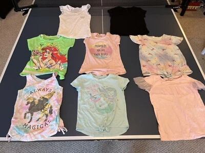 Girls Short Sleeve Shirts Lot Size 7/8 Justice Disney Mermaid Unicorn Sequin - Image 1 of 4