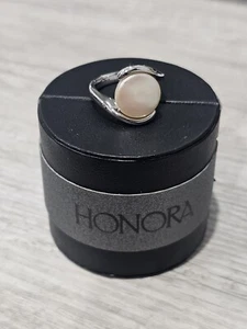 Honora Sterling Silver 925 White Button Pearl Bypass Ring Size 6 - Picture 1 of 6