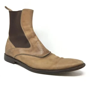 Dolce & Gabanna Chelsea Boots Shoes Mens Size 12 US 11 UK Brown Leather Pull On - Picture 1 of 9