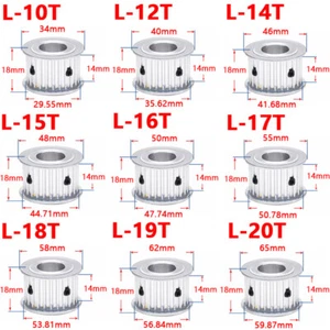 L Zahnriemenscheibe 10-20 Zähne Synchronrad Kettenrad für 13 mm breiten Riemen - Bild 1 von 12